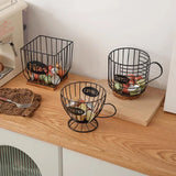 Cup shaped storage basket metal ironwork wood storage rack shelf kitchen living room home hotel restaurant cafe