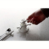 Popxstar 6pcs Set Ceramic Chopstick Holders Kitchenware with Spoon Rest Chopstick Egg Stand for Dining Table Decoration Home Ornament