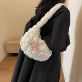 popxstar Women's Bag Korean Version Sweet Girly Style Shoulder Bag Fashion Casual Bubble Dumpling Bag Fold Cloud Bag Fashion Exquisite