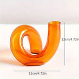 Popxstar  Modern Creative Irregular Shaped Glass Vase Transparent Centerpiece for Dining Living Room Decor Nordic Glass Flower Vase