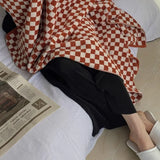 Popxstar Vintage Plaid Bath Towel Checkerboard Hand Towel Absorbent Face Bathroom Home Hotel Outdoor Comfortable Towels Kawaii