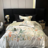 Popxstar  Premium 1000TC Egyptian Cotton Flowers Plant Prints Spring Summer Bedding Set Duvet Cover Flat/Fitted Bed Sheet Pillowcase 4Pcs