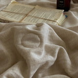 Popxstar  88% Cotton and 12% Linen Jacquard Vintage Hollow Lace Edge Summer Quilt Air Condition Thin Comforter Lightweight Blanket 1/4Pcs