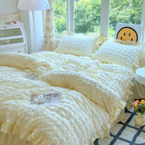Popxstar Korean Princess Style Lace Ruffles Bedding Set Skin-friendly Soft Seersucker Duvet Cover Set Bed Sheet Or Bed Skirt Pillowcases