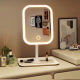 Popxstar Niche Modern Desktop Vanity Mirror 3 Color Light LED Makeup Mirror Touching Mirror Women Bedroom Dressing Mirror