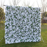 Popxstar 5D White Rose Cloth Flower Wall Artificail Fabric Roll Up Hydrangea Floral Wall Wedding Backdrop Decor Hang Curtain Photo Props