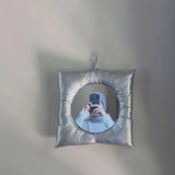 Popxstar  Wall Mirror Modern Silver Pillow Mirror Creative Square Wall Mounted Mirrors Makeup Mirror Bathroom Home Bedroom Wall Decor