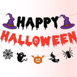Popxstar Happy Halloween Paper Banners Pumpkin Ghost Spider Web Hanging Garland Haunted Houses Decorations Halloween Scary Party Supplies