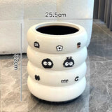 Popxstar  12L Doughnut Shape Wastebasket with Lid Wheel Recycle Bin Bedroom Living Room Kitchen Garbage Cube Cream Wind Cute Trash Can