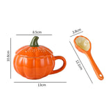 Popxstar  Ceramic Pumpkin Cup Thermos Cup with Lid Exquisite Breakfast Oatmeal Heat-Insulating Scalding-Proof Milk Mug Halloween Gift Cup