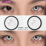 Popxstar  1 Pair Cat Eyes Crazy Lenses Vampire Lenses for Halloween Cosplay Eye Contacts White Lenses Anime Black Colored Lenses