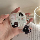 Popxstar  cartoon lovely black cat soft earphone case cute pendant for apple airpods 2 3 pro 2nd wireless bluetooth charging box capa fall