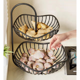 Desktop double-layer storage basket metal iron Retro industrial style vegetable fruit storage rack shelf kitchen household