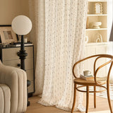 Popxstar 1 Panel Rural Style Living Room, Bedroom, Natural Flaxseed Bean Curtains, Semi Transparent Gauze Curtains