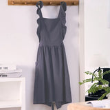 Popxstar Kitchen Apron Ruffled with Pockets for Chef Gardening Cross Back Work Women with Big Pinafore Dress Baking Cooking BBQ & Grill