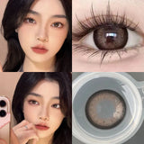 Popxstar 1Pair Brown Myopia Colour Circular Contacts Lenses Natural Brown Eye Lenses Beauty Pupil Gray Lenses Makeup
