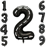 Popxstar  40inch Race Car Birthday Balloons Large Black Number 1 2 3 4 5 6 7 8 9 Foil Balloon for Kids Birthday Race Car Party Decor Suppl