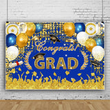 Popxstar Graduation Backdrop Congrats Gold Class of Grad Photocall Decoration Photography Background Photo Banner