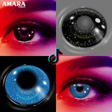Popxstar  2pcs1Pair AMARA Color Contact Lenses For Eyes Anime Cosplay Colored Lenses Red Crazy Halloween Lenses Contact Lens Beauty Makeup