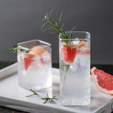 Popxstar Square Simple Glass Cup Transparent Cold Drink Large-capacity Milk Juice Tea Drink Water Mousse Cups Wine Glass Beer Coffee Mug