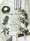 Popxstar 1pc Artificial Eucalyptus Leaves Greenery Garland Faux Plant Spring Vines with White Flowers Berries for Wedding Home Party Deco