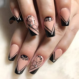 Popxstar 24Pcs Short Ballet False Nails with Bow Design White French Press on Nails Wearable Square Head Full Cover Fake Nail Manicure