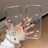 Popxstar  3D Star Cute Heart Bling Glitter Shockproof Phone Case for iPhone 17 16 15 14 13 12 11 Pro Max Plus Transparent Bumper Cover