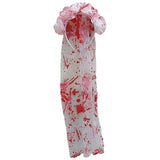 Vintage Halloween Rose Headband Retro Mesh Veil Gothic Bowknot Crown with Headscarf Red Simulation Rose Cosplay Headdress