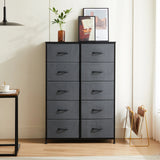 Popxstar Bedside Table For Bedroom With 10 Fabric Drawers Nightstand Storage Cabinet With Steel Frame Clothes Storage Display Cabinet