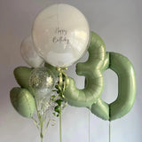 Popxstar 32/40inch Vintage Green Number Balloon With Retro Green Balloons Set for Happy Birthday Party Decorations Baby Shower Supply