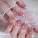 Popxstar Blush Pink False Nails Bowknot Diamond Pearl 3D Design Press on Nail Tips with Harmless Smooth Edge Nails Woman DIY Fake Nails