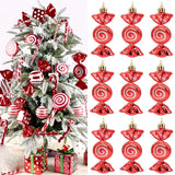 Popxstar 6pcs Christmas Candy Cane Pendants Red Lollipop Xmas Tree Ball Hanging Decoration For Home Ornaments New Year 2024 Navidad Gifts