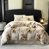 Popxstar  Vintage Green Botanical Flowers Duvet Cover Set 600TC Egyptian Cotton Luxury Soft Bedding Set Fitted Sheet Bed Sheet Pillowcases