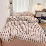 Popxstar  Pure Cotton Home Textile Blue Striped Bedding Set Simple Soft Duvet Cover Sheet Pillowcase Ins Style Bed Linens Queen King Size
