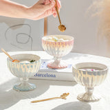 Pearl High Footed Yogurt Bowl Home High Beauty Dessert Ice Cream Cup Fruit Salad Bowl