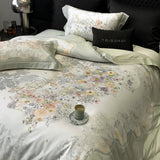Popxstar  Premium 1000TC Egyptian Cotton Flowers Plant Prints Spring Summer Bedding Set Duvet Cover Flat/Fitted Bed Sheet Pillowcase 4Pcs