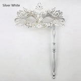 Mardi Gras Phoenix Tail Flower Masquerade Mask with Holding Stick Detachable Costume Mask Venetian Women Party Masks Halloween