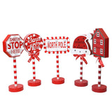 Popxstar LED Christmas Lamp Santa Stop Here Street Sign Xmas Wooden Desktop Ornaments Light 2024 Christmas Home Decoration New Year Gifts
