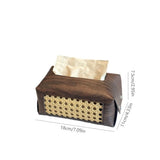 Popxstar Vine Woven Tissue Box Aesthetic Tissue Case Living Room Coffee Table Napkin Holder Antique Wood Grain Tissue Box Holder