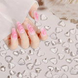 Popxstar 100pcs Clear Crystal Rhinestones Jewelry 3D Love Heart Nail Charm for Nail Art Decoration Clear Resin Valentine's Day Nail Parts