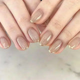 Popxstar  24Pcs Short Almond Press on nails French Tips Press on nails False Nails Simple Rose Full Cover Wearable Fake Nail Tips Art