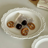 Popxstar French Relief Ceramic Plate Vintage Ceramic Dishes High-end Dining Dishes Dessert Western Cuisine Plate Serving Plates Tableware