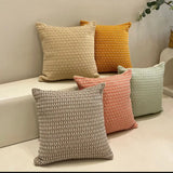 Bohemian Style Cotton Linen Throw Pillow Cushion - Minimalist Solid Color Sofa Cushion for Living Room, Bed Decor 18x18 Inch