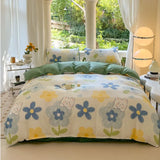Popxstar Kawaii Bear Printed Bed Set Floral Duvet Cover Pillowcase Bedding Set Cute Dog Bed Linen Sheet Quilt Cover Full Queen King Size