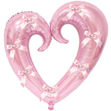Popxstar  40 inch Large Heart Foil Balloon with Bow, Red Hook Heart Shape For Valentine's Day Wedding Engagement Bachelor's Party Decor