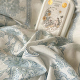 Popxstar Korean Style Princess Floral Washed Cotton Bedding Set Vintage French Pastoral Flowers Lace ruffles  Duvet Cover Set Pillowcase