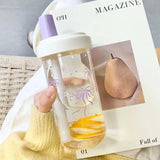 Original Design Purple Bow Water Cup With Straw Cute Coffee Bubble Milk Tea Plastic Cup Large Capacity Students Water Bottle New
