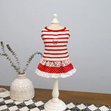 Fashion Cute Striped Dog Dress Soft Breathable Summer Pet Clothes Thin Design Cat Vest Harness Spring
