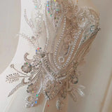 1PC Colorful Sequins Pearl Embroidery Patch for Wedding Evening Dress Sew on Patches DIY Lace Applique