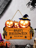 Popxstar Happy Halloween Wooden Sign, Pumpkin With Hat Wooden Sign, Suitable For Home, Wall, Room,Cafe, Shop, Party, Holiday Decoration